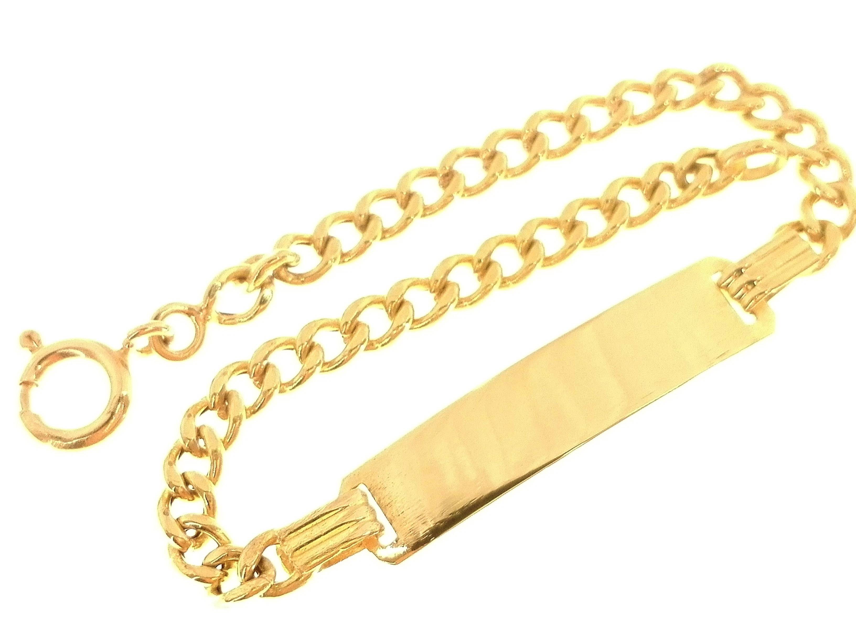 Bracciale Targa Unisex Ragazzo Ragazza Oro Giallo 18 KT Ct 750 3,50 Gr -  Gioielleria Arte Oro