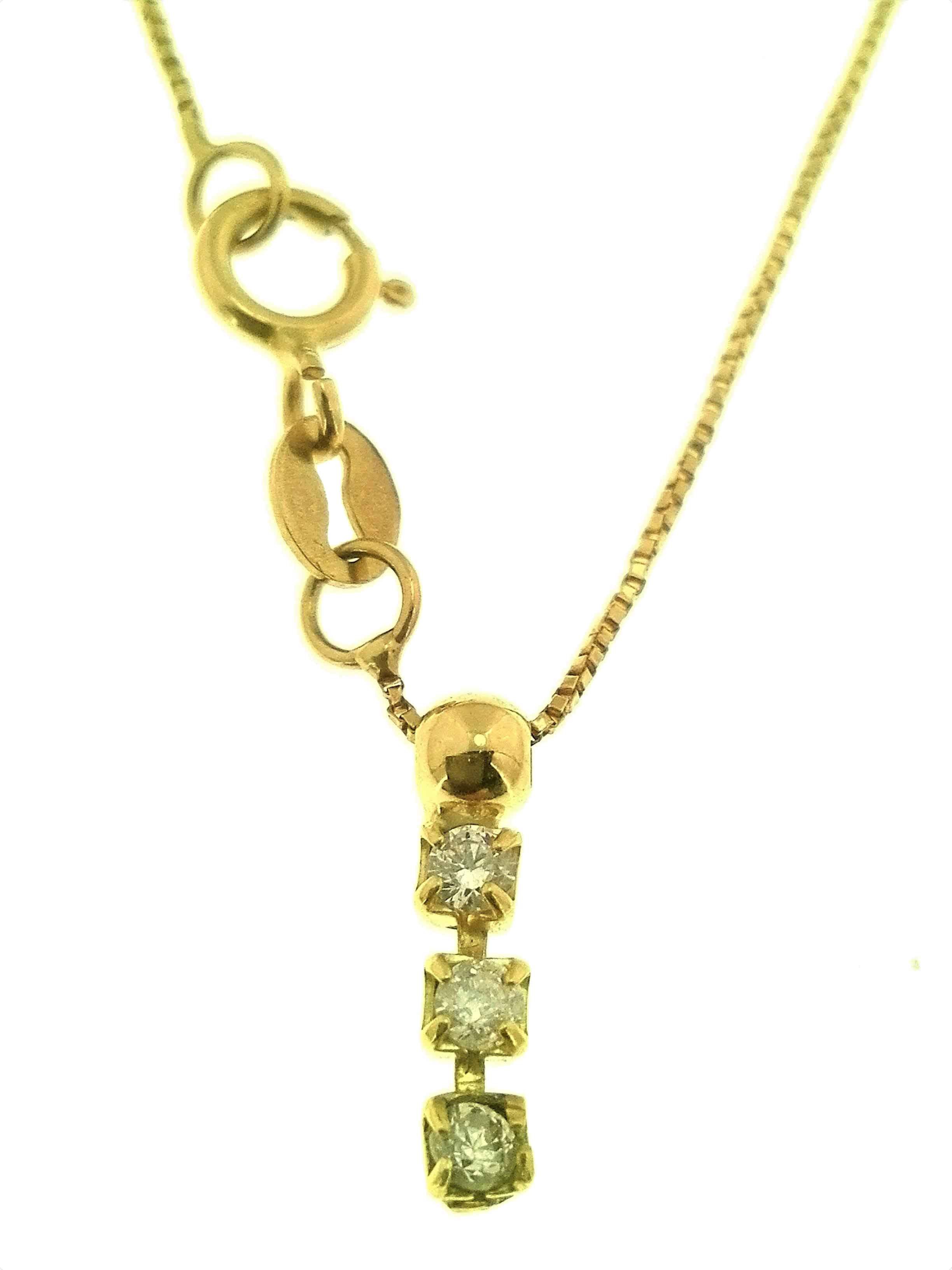 Collana Catenina Donna Trilogy Oro Giallo 18 kt Carati Ct 750 Con Zirconi  Gr1,55 - Gioielleria Arte Oro