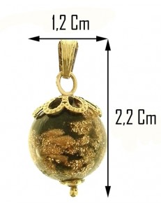 FOTO BUSTO COLLANA SFERA NERA 1,2 CM -  Donna Oro Giallo 18 kt Carati Ct 750 