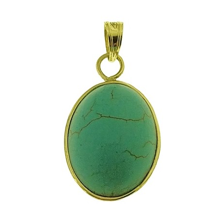 PENDENTE TURCHESE BLU -  Donna  Oro Giallo 18 Kt Carati Ct 750