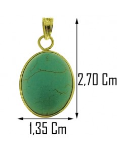 PENDENTE TURCHESE BLU -  Donna  Oro Giallo 18 Kt Carati Ct 750