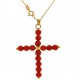 COLLANA CROCE CORALLO ROSSO - Donna Oro Giallo 18 Kt Carati Ct 750