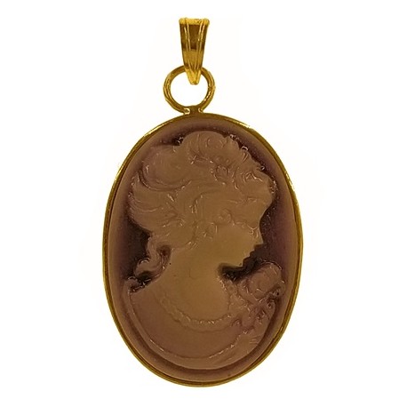 PENDENTE CAMEO MOD 03 - Donna Oro Giallo 18 Kt Carati Ct 750