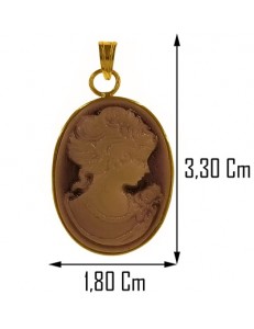 PENDENTE CAMEO MOD 03 - Donna Oro Giallo 18 Kt Carati Ct 750