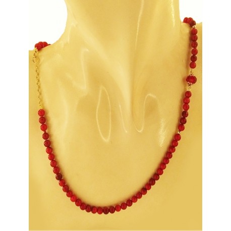 COLLANA CORALLO 47 CM - Donna Oro Giallo 18 Kt Carati Ct 750