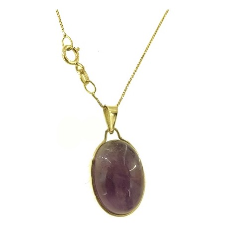 COLLANA CABOCHON AMETISTA -  Donna Oro Giallo 18 Kt Carati Ct 750