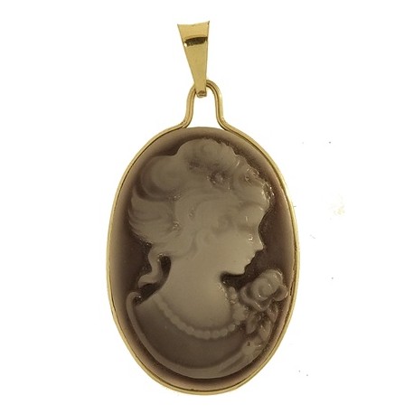 PENDENTE CAMEO - Donna Oro Giallo 18 Kt Carati Ct 750