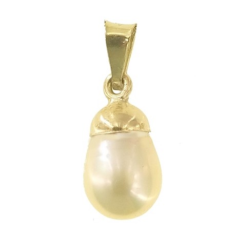 Ciondolo Pendente Perla Goccia Uomo Donna Oro Giallo 18 Kt Carati Ct 750 1,25Gr