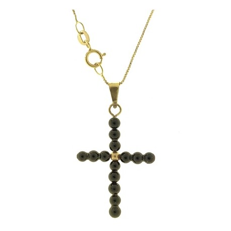 COLLANE UNISEX - Collana Catena 50 Croce Uomo Donna Oro Giallo Bianco 18 kt Carati Ct 750 2,75 Gr