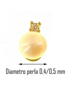 ORECCHINI ORO GIALLO - Orecchini Perle Punto Luce Donna Oro Giallo 18 Kt Carati Ct 750 1,15 Gr