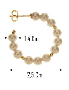 Orecchini Perle Cerchio Cerchi Donna Oro Giallo 18 Kt Carati Ct 750 Gr 3,00