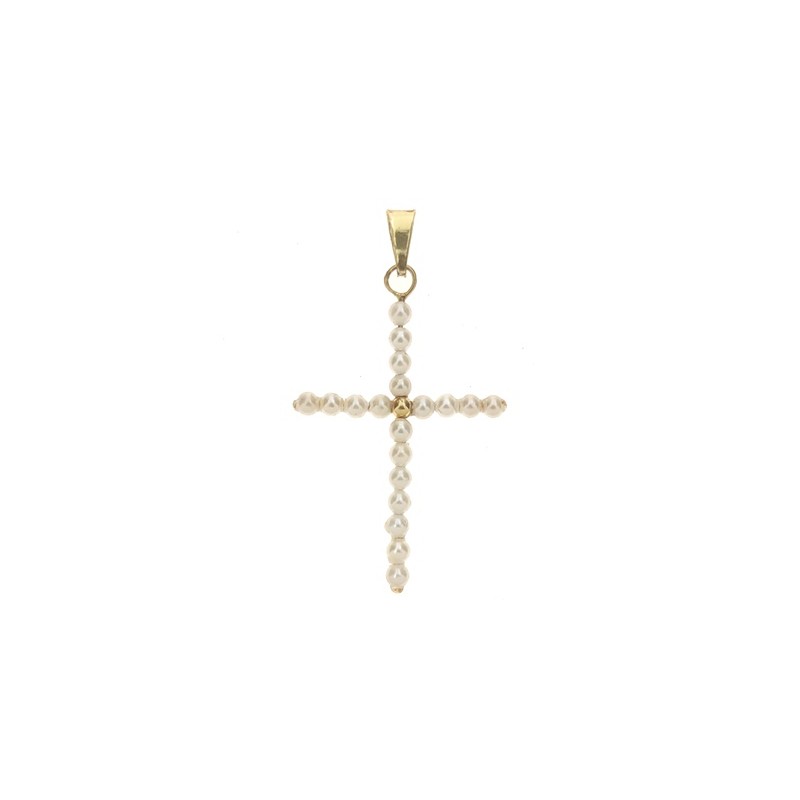 Collana con croce in oro bianco e giallo 18 Kt 750/1000 da uomo