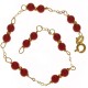 BRACCIALI DONNA - Bracciale Braccialetto Donna Corallo Rosso Oro Giallo 18 Kt Carati Ct 750