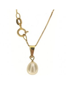 COLLANA PERLA GOCCIA - Donna Oro Giallo 18 Kt Carati Ct 750 