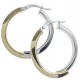 ORECCHINI CERCHIO GIALLI - Orecchini Donna Cerchio Oro Giallo Bianco 18 kt Carati Ct 750 3,70 Gr Bicolore