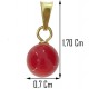 Ciondolo Pendente Donna Oro Giallo 18 Kt Carati CT 750 0,95 Gr Sfera Corallo