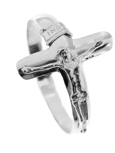 Anello Croce Uomo Donna Unisex Oro Bianco 18 kt Carati Ct 750 3,50 Gr