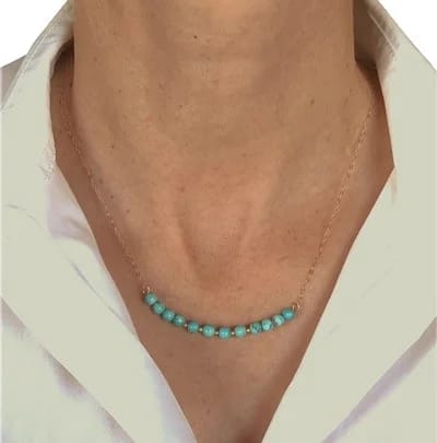 Collana Catenina Turchese Girocollo Oro Giallo 18 Kt Carati Ct 750 2,50 Gr Donna 47Cm